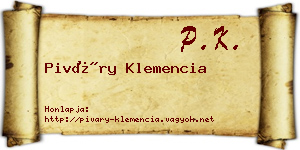 Piváry Klemencia névjegykártya